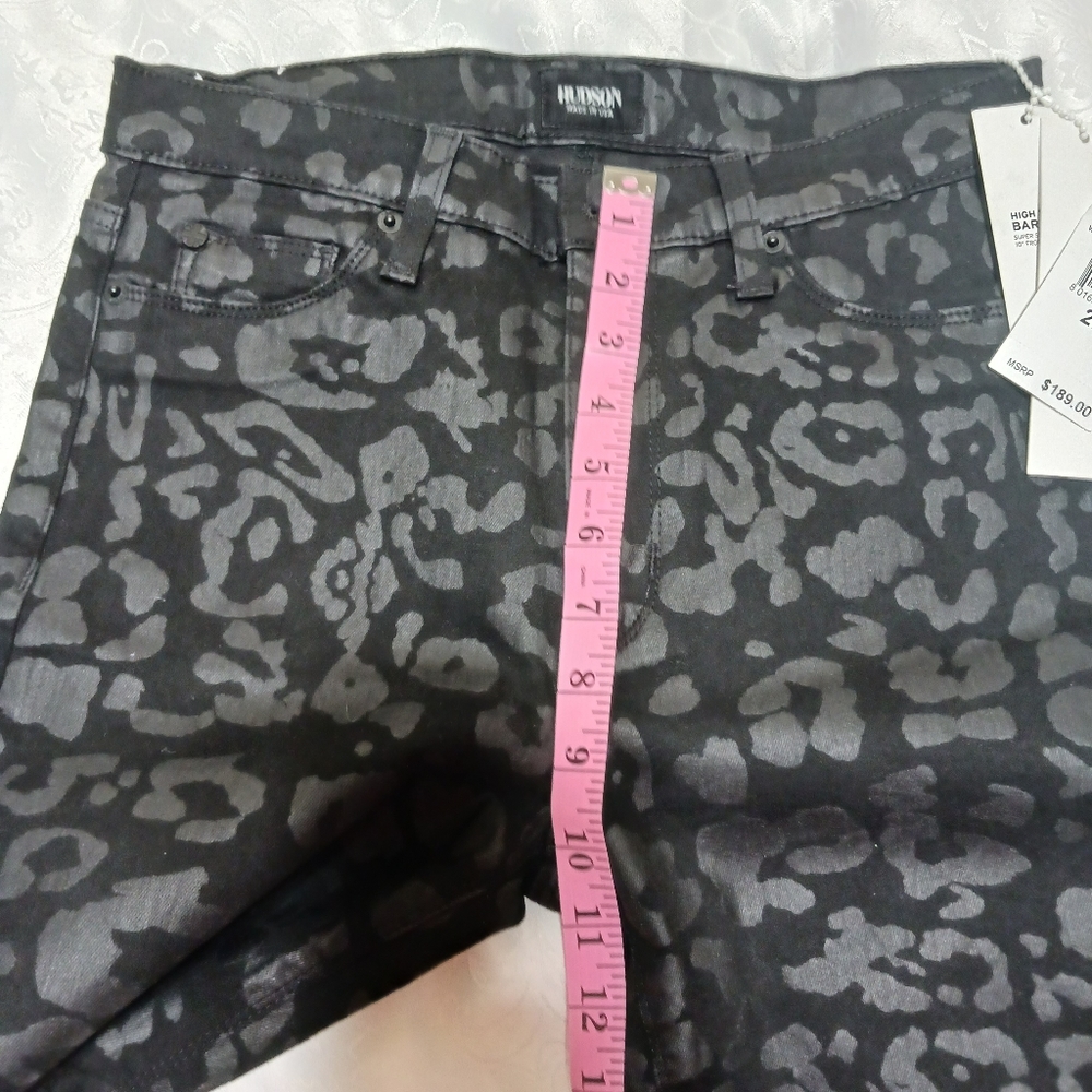 Hudson Barbara High Waist Super Skinny Jeans Sz 27 Black Print - Picture 10 of 14